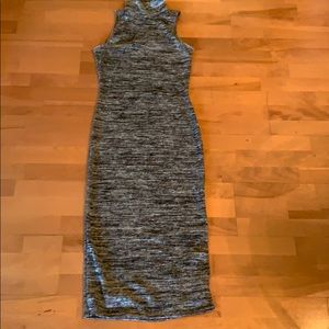 Heathered gray midi  turtleneck tank dress